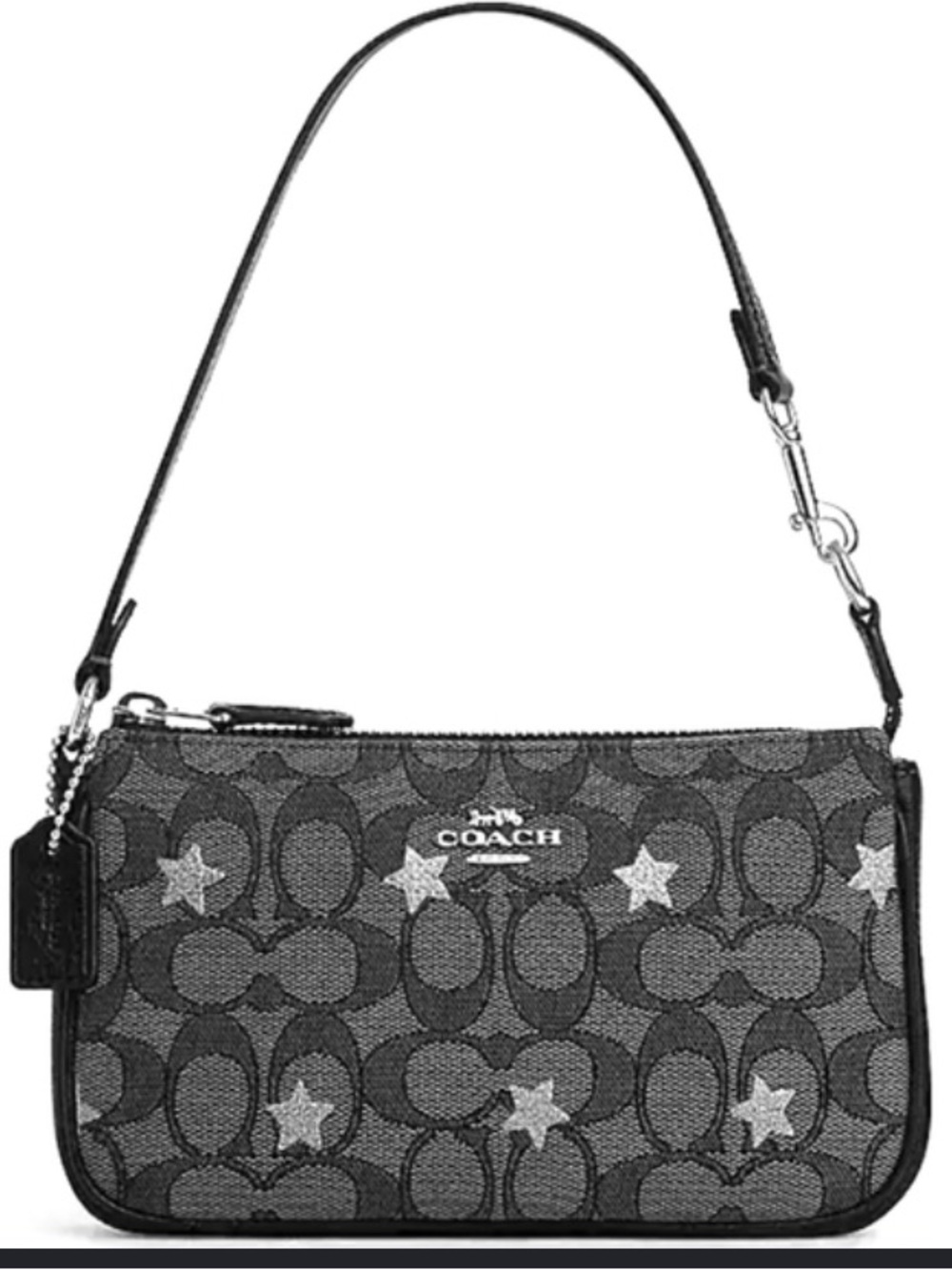 Coach Nolita 19 Signature Jacquard Star Print Wristlet Black Grey Shoulder Bag